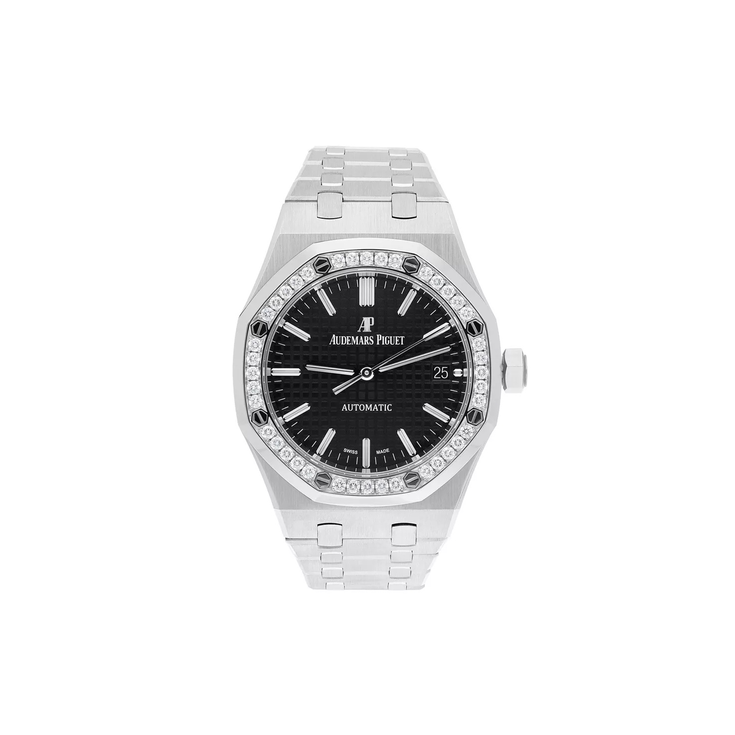 audemars p*g*et royal oak ladies 37 auT0matic di*m*nd bezel watch 15451st.zz.1256st.01